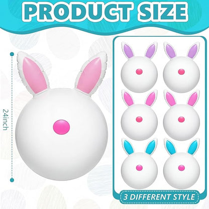 Jetec 6 Pcs 24 Inch Pastel Easter Inflatable Bunny Butt Decorations Outdoor Giant Hanging Inflatable Bunny Blow up PVC Balloon Ornaments Easter Decor for Yard Lawn Garden Front Door Porch
