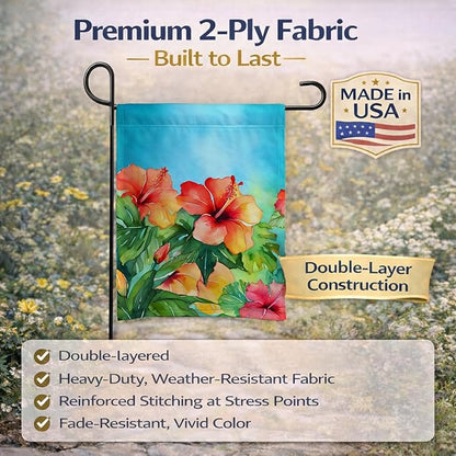 Caroline's Treasures Hawaii Hawaiian Hibiscus in Watercolor Garden Flag Mailbox Flag Decorative Yard Flag Banner Outside Patio Artwork Yard Flower Beds, Garden Size, Multicolor