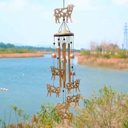 GDNSFIT Cow Wind Chimes for Outside, Metal Windchimes Outdoors, Cow Gifts for Women/Men, Memorial/Birthday Gifts, Garden Decor for Outside, Patio or Yard, Durable Chimes for Outdoors