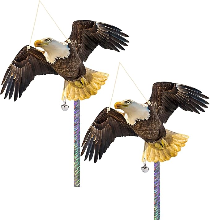2PCS Flat Fake Hawk to Keep Pigeon Away from Balcony with Reflective Tape Plastic Hawk to Scare Woodpecker Away from House Hanging Hawks Decor Garden Owls to Scare Pigeon Squirrel for Patio Yard