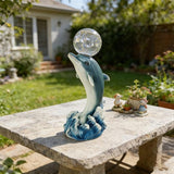 Solar Statue Outdoor,Dolphin Statue with Solar Globe Lights - Ideal Gifts for Dad, Mom or Birthdays, Beautifully Crafted Outdoor Garden Decorations to Wow Your Guests (Dolphin)