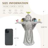 Angel Garden Statue with 5 Birds Solar Lights, Resin Cherub Figurine Outdoor Decor for Garden Porch Yard, Gift for Women Mothers Day Birthday Housewarming