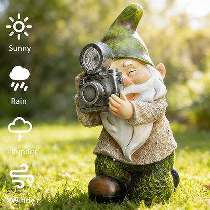 Garden Gnomes Decorations for Yard - Garden Gnome Solar Statue Funny Outdoor Decor for Yard,Patio,Lawn,Unique Housewarming Gifts