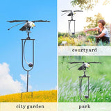 Metal Owl Garden Stake Decor, Owl Garden Rocker Outdoor Metal Owl Sculpture, Kinetic Owl Decorative Garden Stakes for Outdoor Garden Lawn Yard (Eagle)
