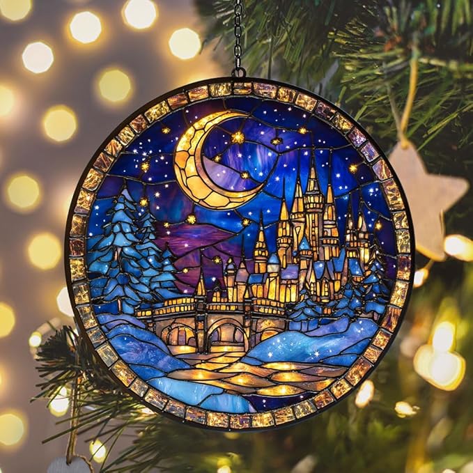 The City of Star Acrylic Suncatcher Stained Glass Effect Window Car Hanging Christmas Ornament Indoor Outdoor Decor Garden Sun Catcher Panel for Acrylic Suncatcher Lover for Women Mom Grandma