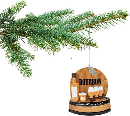Bourbon Ornament, Bourbon Whiskey Christmas Ornaments, Durable 3.5" Polished Resin - Can Easily Be Personalized at Home, Great Bourbon Gifts for Men, Bourbon Stocking Stuffers, Comes in Gift Box