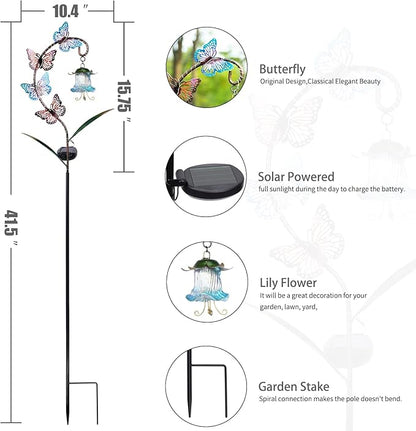 Bshine Solar Butterfly Lights Outdoor Garden Decoration, Metal Stake Waterproof Hanging Flower Solar Lights, Garden Decoration Outdoor Terrace, Yard, Path and Lawn Ornaments