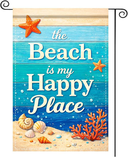 Nuxovilar Summer Garden Flag Beach Quote Starfish Shell Pattern Polyester 12x18 Inches Garden Flags for Outside Coastal Decor Yard Porch Seaside