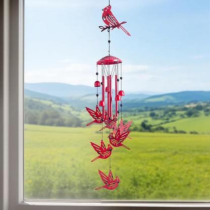 Cardinal for Women,Wind Chimes Outdoor Cardinal Birthday Gifts for Men/Mom/Grandma R ed Bird Metal WindChimes Outside/Indoors, Lawn, Patio, Garden Decor, Yard Decorations