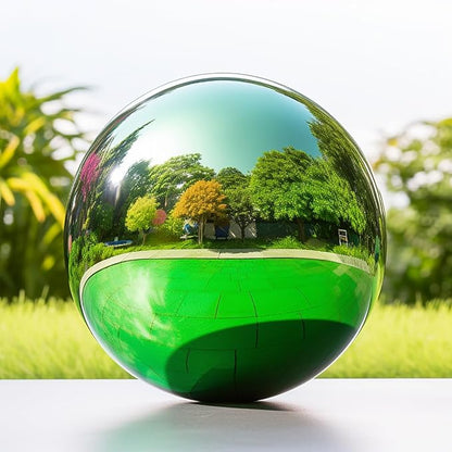 12 Inch Stainless Steel Gazing Ball, Garden Gazing Globe Mirror Ball, Polished Shiny Sphere for Garden Yard Outdoor, Swimming Pool Decoration (Green)
