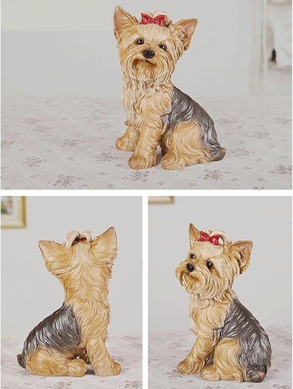 Garden Statues Yorkshire Terrier Outdoor Statue Garden Decor Realistic Dog Sculpture for Lawn Home Indoor Christmas Decoration Yard Ornaments Decor