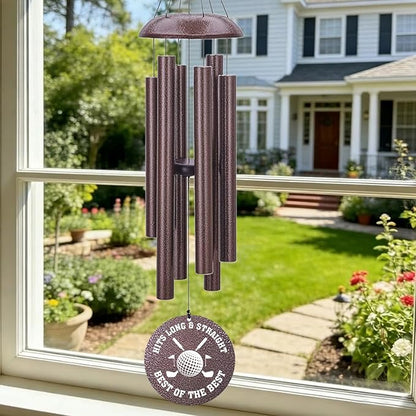 Personalized Memorial Golf Wind Chime – “Always Makes the Putt” Custom Engraved Gift for Golf Lovers, Long & Straight Tribute Keepsake