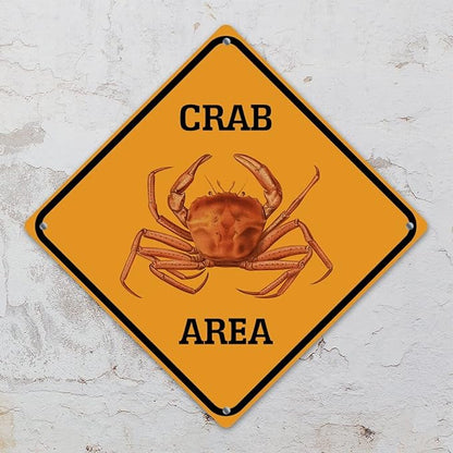 Crab Crossing Xing Sign Beware of Crab Metal Sign Ocean Animal Funny Warning Sign Crossing Zone Sign for Farm Yard Front Door Indoor Outdoor Street Sign 12x12in