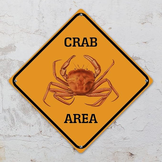 Crab Crossing Xing Sign Beware of Crab Metal Sign Ocean Animal Funny Warning Sign Crossing Zone Sign for Farm Yard Front Door Indoor Outdoor Street Sign 12x12in