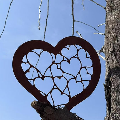 Rusty Stake Heart Statue Tree with Realistic Rusted Heart for Home and Garden Parterre Enhancement Yard Decoration