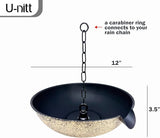 U-nitt 12" Spill Bowl Downspout Catch Basin for Rain Chain Anchoring & Stake | Rainwater Collection for Roof |Gutter Catch Basin | Good for Water Fountain & Birdbath | Black | Handles Heavy Rain