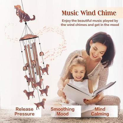 for Mom Golden Retriever Dog Wind Chimes for Outside,Dog Gifts for Women Men/Memorial Gift/Birthday Gifts Metal windchimes Outdoors/Indoors,Garden Decor,Patio,Porch,Yard Decorations