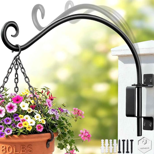 Lifyzoon Swivel Hanging Plant Bracket Outdoor: 22Inch Swivel Plant Hangers Bracket, 80lbs Weight Capacity - Rustproof Swivel Wall Hook for Large Bird Feeder, Birdhouse, Wind Chimes