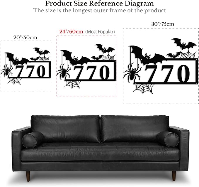 Personalized Gothic House Number metal Signs,Custom Address Number Metal Wall Art Decor,Black Plaques Outdoor wall Decorative Signage,Shed(8-30 Inches) (Spider C)