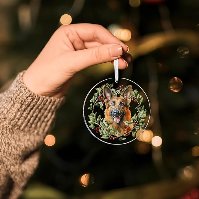 Colorful Dogs Acrylic Suncatcher Ornament for Window Decor, Acrylic Suncatcher Window Hanging Decor, Dog Lovers Gifts for Women, Dogs Christmas Ornaments for Tree Hanging (German Shepherd)