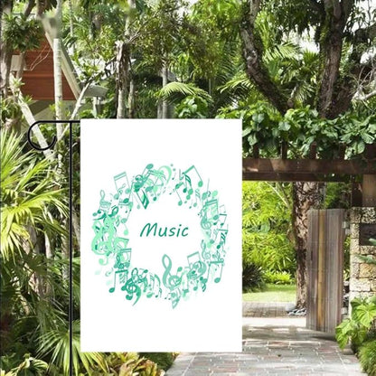 Gkyygk Teal Music Note Turquoise Welcome Garden Flag 12x18 Inch Double Sided Small Burlap Banners Yard House Seasonal Farmhouse Home Decor for Men Women