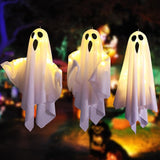 3Packs Halloween Light Up Hanging Ghost Halloween Ghost Decorations with LED Light Spooky Ghost Ornaments for Home Tree Garden Yard Party Décor and Holiday Decorations(White)