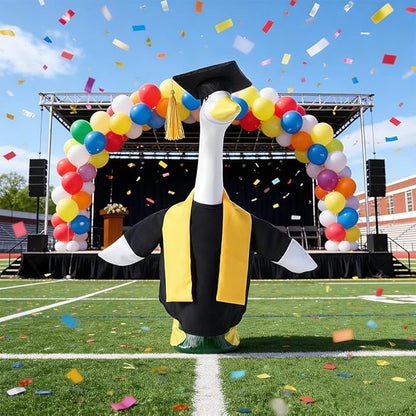 Graduation Porch Goose Outfits Academic Gown and Graduation Cap Costume Scarf for 23 Inch Cement Statue Outdoor Garden Patio Yard Lawn Art Decoration