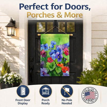 Caroline's Treasures Illinois Violet in Watercolor House Flag Large Porch Sleeve Pole Decorative Outside Yard Banner Artwork Wall Hanging, Polyester, House Size, Multicolor