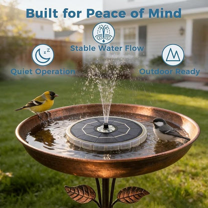 Solar Fountain for Bird Bath with Colorful LED Lights, Floating Solar Fountain, 3W Solar Powered Water Fountain Pump with Strong Spray & 5 Nozzles for Garden, Pond, Pool, 23 LED Lights