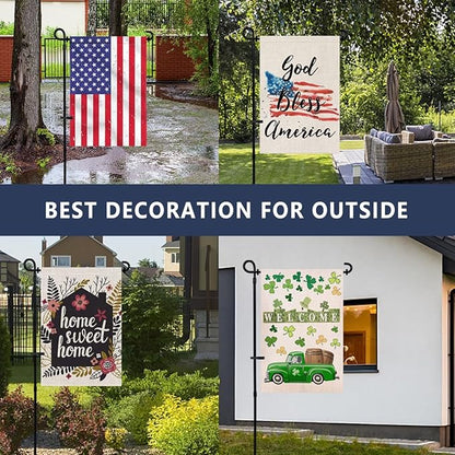 Garden Flag Stand, Thickened Pole Sturdy Straight Premium Metal Yard Flag Holder Weather-Proof Flagpole with Clip and Stopper for Seasonal Christmas Garden Flag, Outdoor Decor Decoration