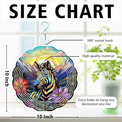 Zebra Wind Spinner, Zebra Stained Glass Wind Spinner, Wind Sculpture Zebra Wind Spinners for Garden Patio Yard Decor