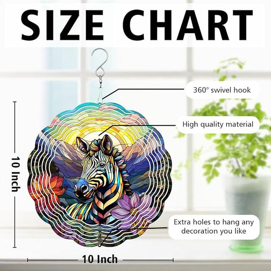 Zebra Wind Spinner, Zebra Stained Glass Wind Spinner, Wind Sculpture Zebra Wind Spinners for Garden Patio Yard Decor