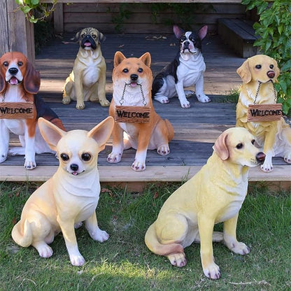 Garden Statue Animal Sculpture Outdoor Decor Gift Outdoor Statues Courtyard Resin Decoration Outdoor Garden Simulation Animal Statue Living Room Corridor Dog Sculpture(33 * 20 * 48cm)