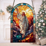 Radiant Mosaic Jesus Christ Acrylic Suncatcher Stained Glass Effect Window Car Hanging Christmas Ornament Indoor Outdoor Decor Garden Sun Catcher Panel for Women Mom Grandma