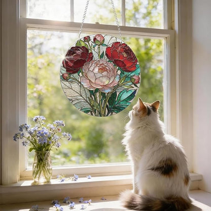 Flower Window Decor, Acrylic Hanging Suncatcher, Indoor Window Wall Art, Home Garden Decorations, Valentines Day Decor Ornaments, Floral Botanical Lover Gift