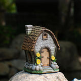 Zayton Garden House Statues Outdoor with Light Yard Resin Decoration Gift Handmade Housewarming Gift for Patio Yard Lawn Waterproof Cracking