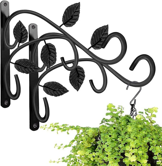 Hanging Plant Bracket, 12 Inch Wall Mount Hanging Plant Hook, Rust-Resistant Decorative Metal Plant Hanger for Flowers, Lanterns, Bird Feeders, Wind Chimes
