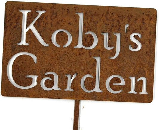 Classic Metal Garden Markers Clearance Items 20 to 33 Inches Tall (Koby's Garden 21", Naturally Rusted)