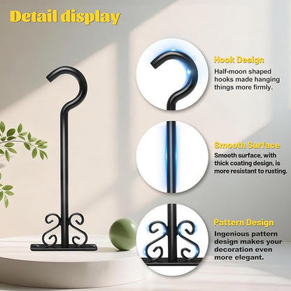 BOLITE Plant Hangers, 8 Inch Plant Hooks for Wall Indoor Outdoor, Metal Hooks for Hanging Hummingbird Feeders, Bird Feeders, Planters, Lanterns, Wind Chimes, 2 Pack, Black, Gifts for Women Men