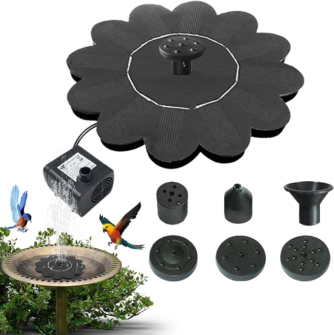 Bird Bath Solar Fountain | Solar Powered Fountain Pump,Waterfalls Outdoor Birdbath for Pool Pond Landscape Yard Patio Porch Deck Backyard
