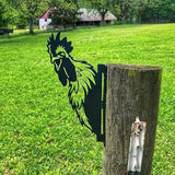 Farm Peeping Chicken Metal Art Outdoor Decor Garden Fence Decoration, Farmhouse Backyard Hang Artwork Wall Decor, Outdoor Yard Patio Lawn Statue Gift for Loved Dad Grandpa (Chicken)