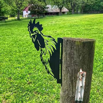 Farm Peeping Chicken Metal Art Outdoor Decor Garden Fence Decoration, Farmhouse Backyard Hang Artwork Wall Decor, Outdoor Yard Patio Lawn Statue Gift for Loved Dad Grandpa (Chicken)