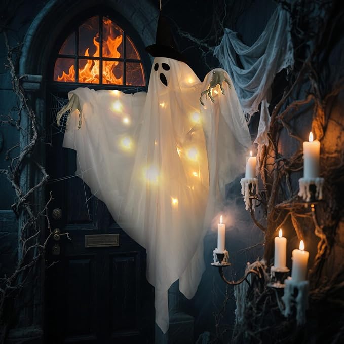 Easy Joy Ghost Decor Halloween Decorations Large Hanging Swing Ghost Halloween Decor for Outdoor Indoor