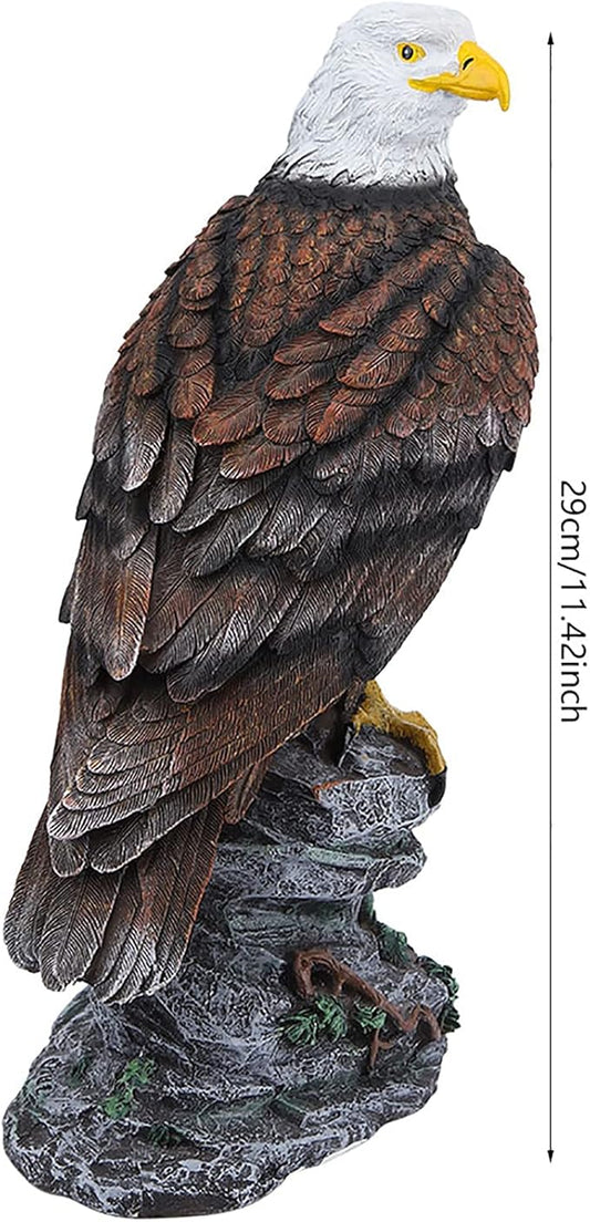 Bald Eagle Statue, Lifelike Resin Eagle Sculpture with Wide Wingspan Outdoor Garden Decor Standing Bird Lawn Ornament for Nature Lovers Home Party Decoration