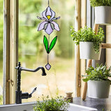 Handmade Iris Flower Stained Glass Suncatcher - Colorful Window Hanging Decor for Home/Office/Church/Wedding - Unique Birthday Gift for Women, Mother's Day, for Mom Grandma