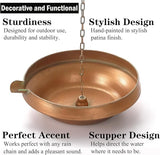 Rain Chain Anchoring Basin, Hand Hammered Bowl for Rain Chain Downspout Gutters, Rain Chain Anchor with S-Hook, Heavy Duty Metal Rain Chain Basin of Chain Display for Outdoor, 12.9" Diameter, 4" High