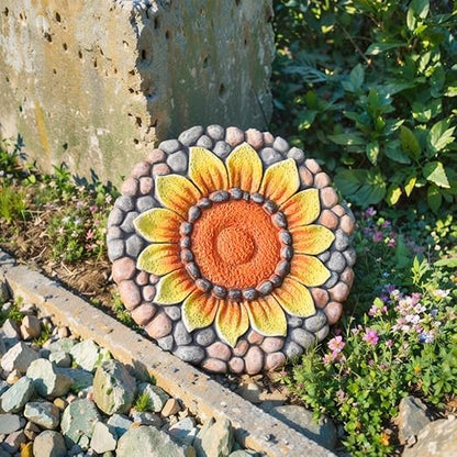 Sunflower Stepping Stones - Outdoor Garden Pavers for Walkway - Decorative Stones 9.5*9.5*0.7 Inch LC Lcdecohome