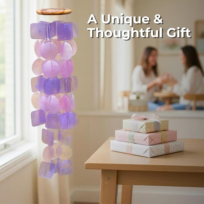 Solange & Frances Wind Chimes for Outside. Spring Decor Windchimes Outdoors Patio Decor. Unique Birthday Gifts for Women, Gift for Women Ideas (Purple & Pink)
