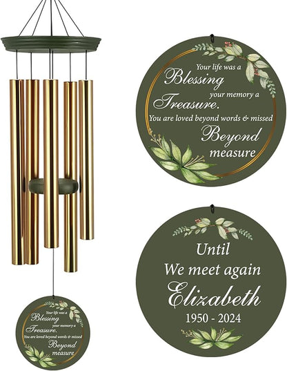 ASTARIN Memorial 36" Wind Chimes, Personalized Name Sympathy Wind Chime, in Memory of Loss Mom Loved One, Deep Tone Bereavement Windchimes for Outdoors Outside Clearance(Produced in USA)