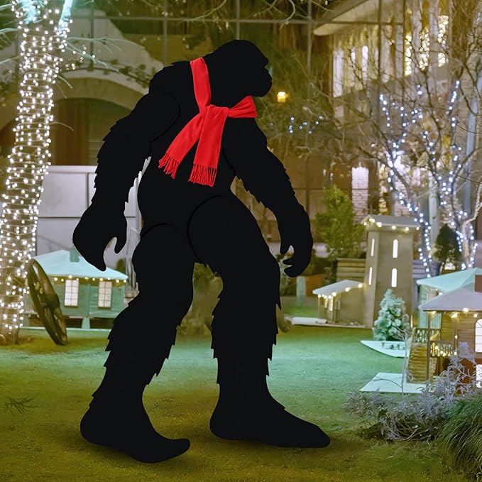 5.9ft Christmas Bigfoot Outdoor Decor with Scarf Sasquatch Gifts for Men Women Bigfoot Silhouette Statues Yard Signs Ornaments for Art Backyard Display Garden Forests Patio Decor